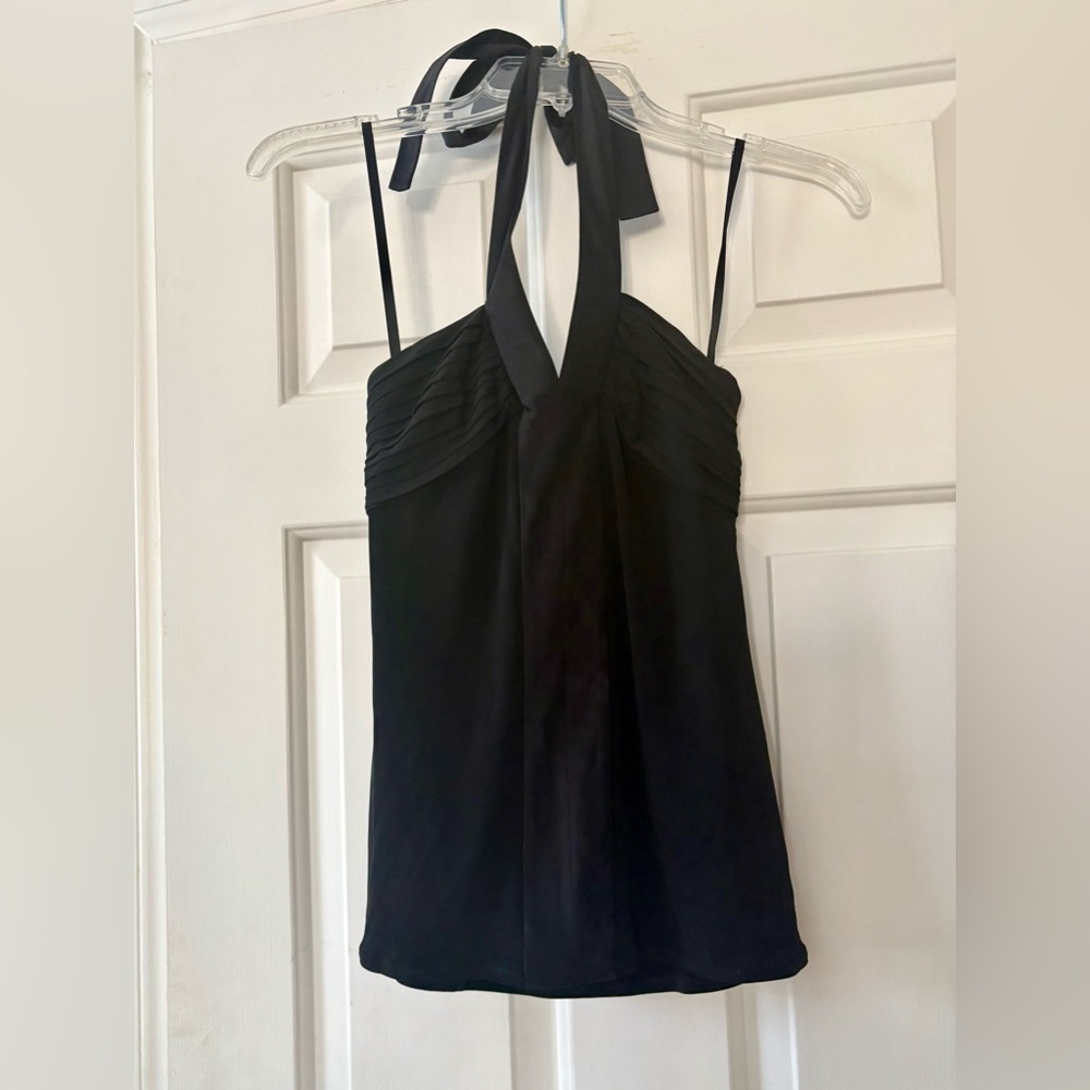 TED BAKER BLACK PLEAT BUST HALTER TOP SIZE 0 NWT